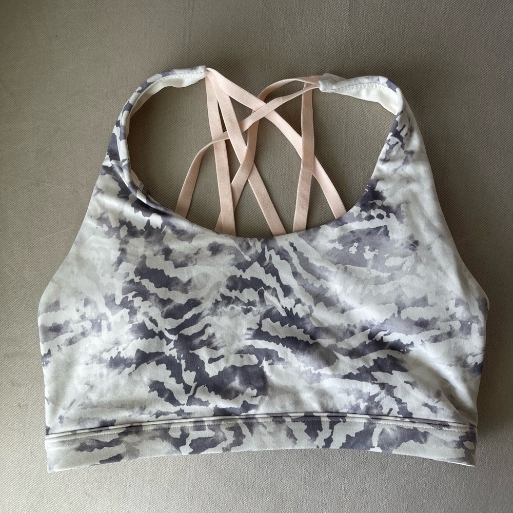 Victoria's Secret Gray and Pink Strappy Sports Bra